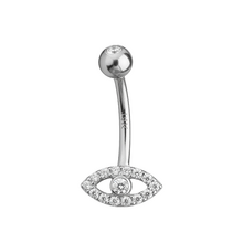 Titanium Double Jewelled Belly Ring Evil Eye Cubic Zirconia