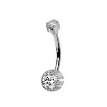 Titanium Double Jewelled Belly Ring Round Cubic Zirconia
